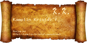 Kamplin Kristóf névjegykártya